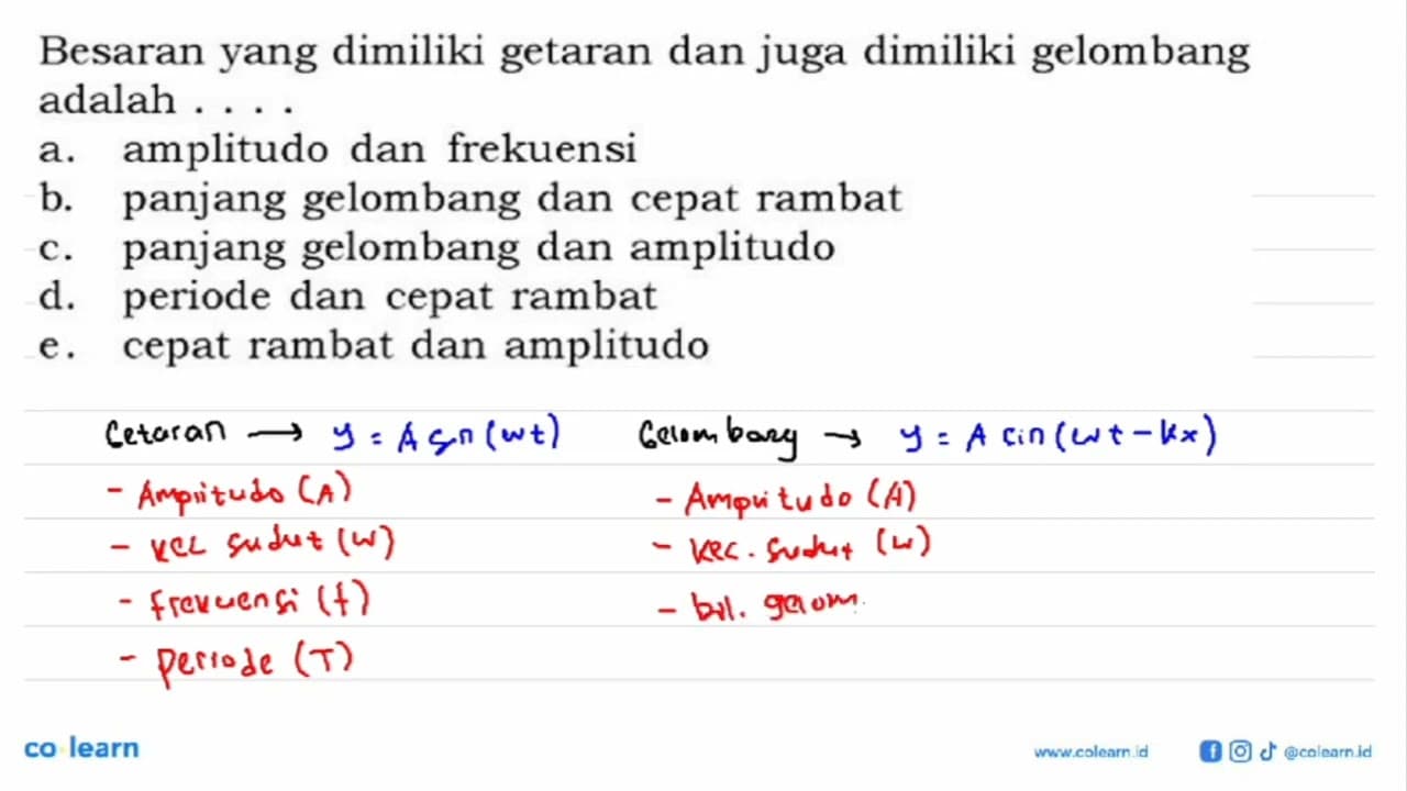 Besaran yang dimiliki getaran dan juga dimiliki