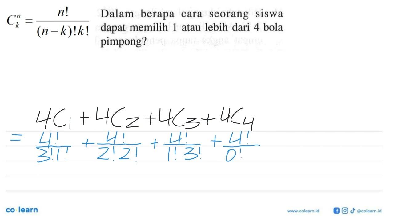 Dalam berapa cara seorang siswa dapat memilih 1 atau lebih