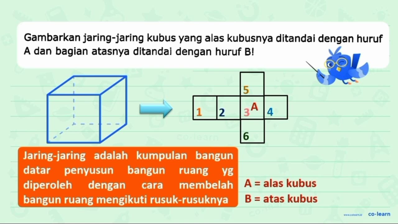 Gambarkan jaring-jaring kubus yang alas kubusnya ditandai