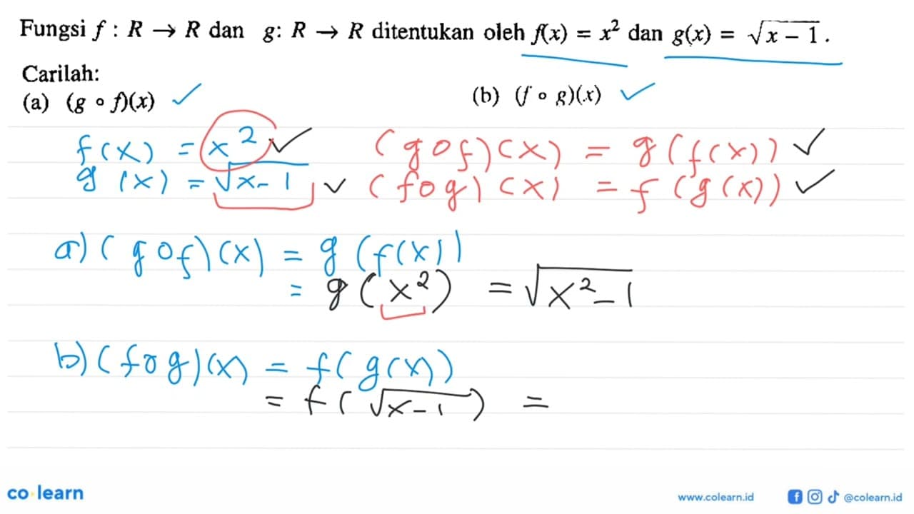 Fungsi f:R->R dan g:R->R ditentukan oleh f(x)=x^2 dan