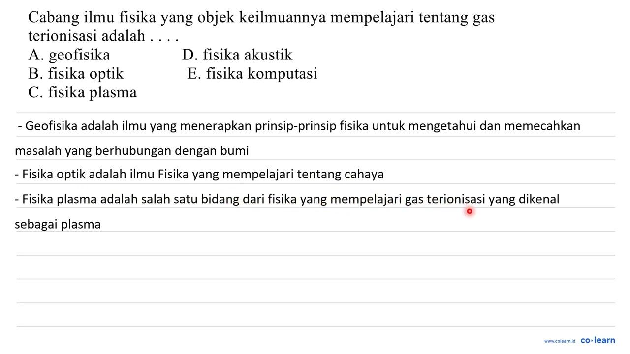 cabang ilmu fisika yang objek keilmuannya mempelajari