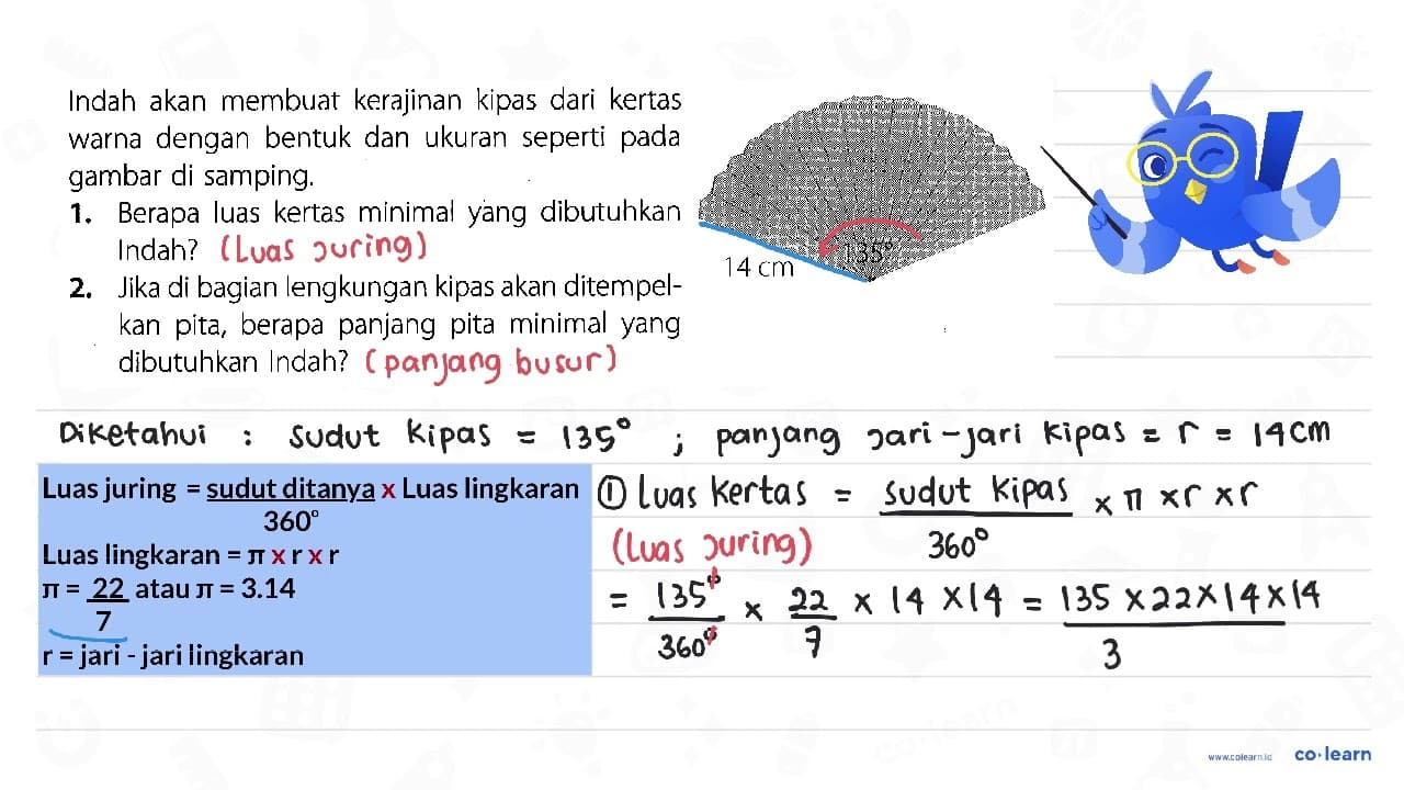 14 cm 135 Indah akan membuat kerajinan kipas dari kertas