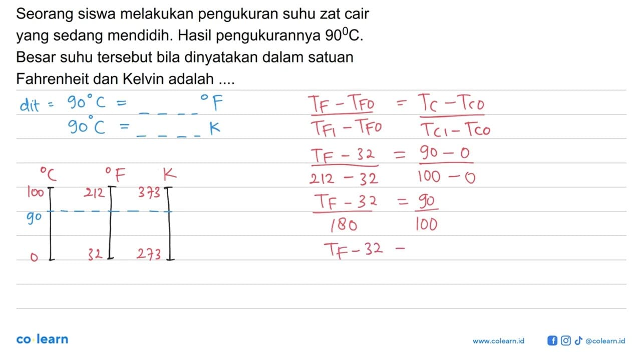 Seorang siswa melakukan pengukuran suhu zat cair yang