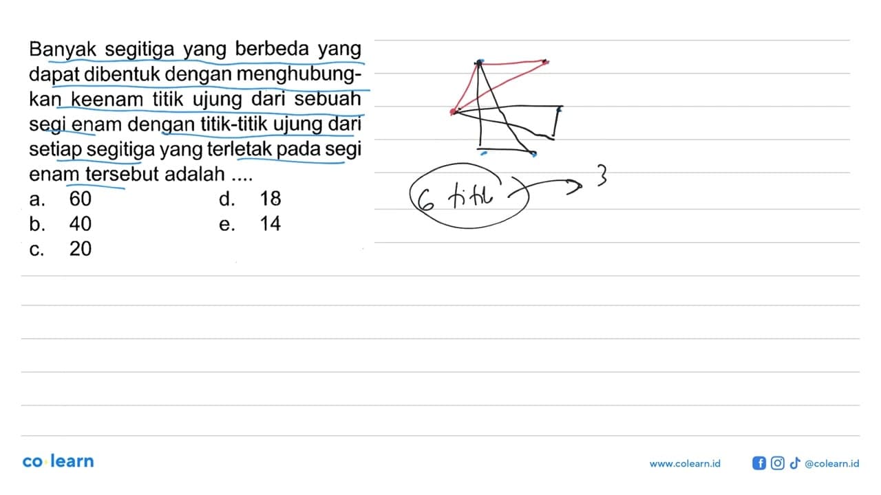 Banyak segitiga yang berbeda yang dapat dibentuk dengan