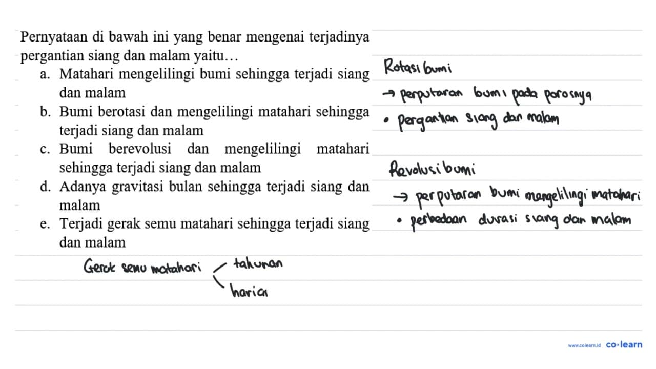 Pernyataan di bawah ini yang benar mengenai terjadinya