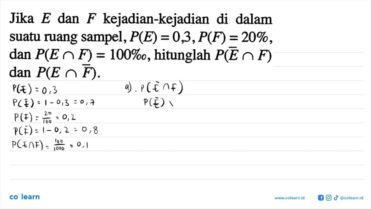 Jika E dan F kejadian-kejadian di dalam suatu ruang sampel,