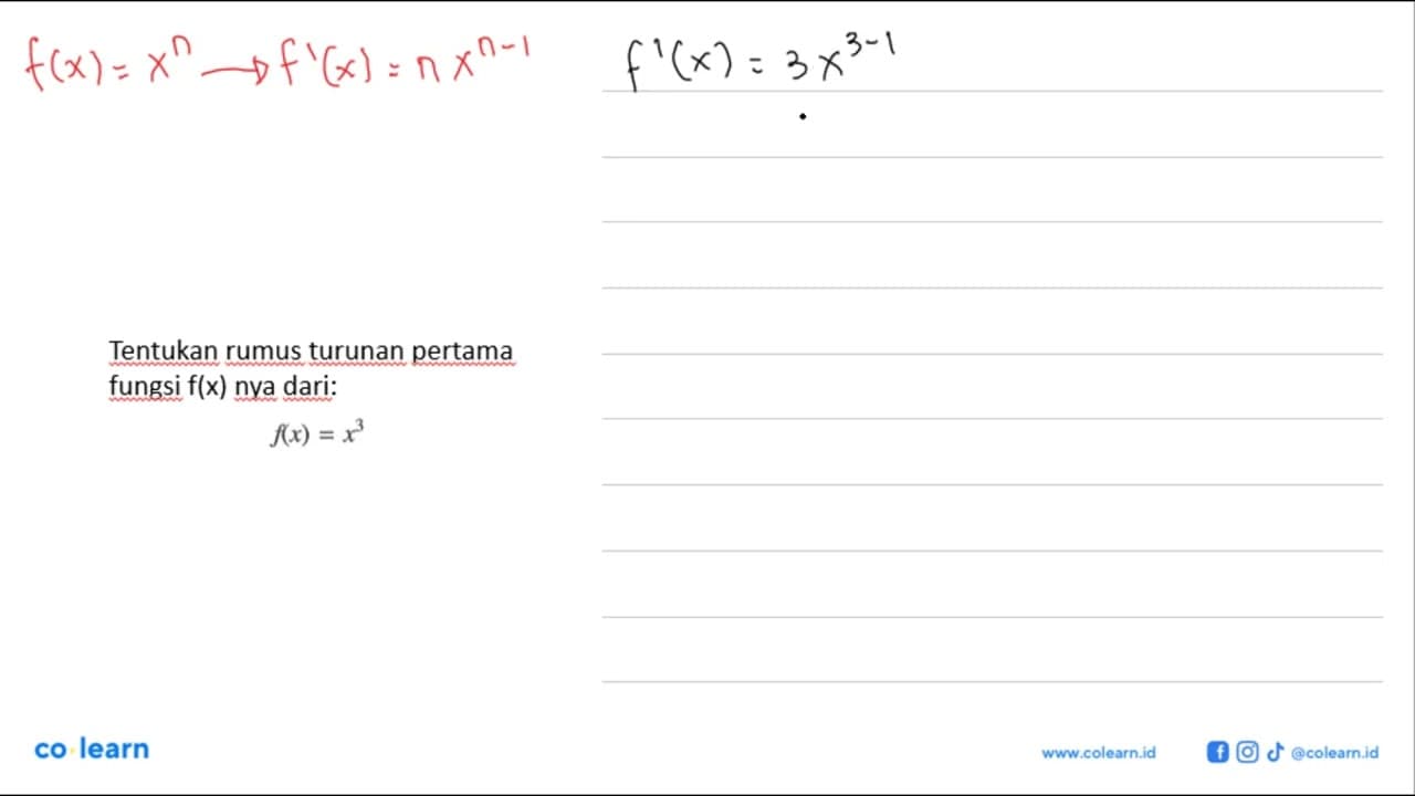 Tentukan rumus turunan pertama fungsi f(x) nya