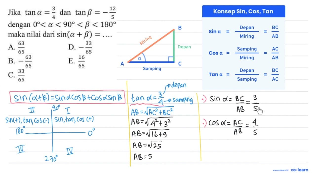 Segitiga P Q R dengan titik P(2,1), Q(3,2) , dan R(1,4)