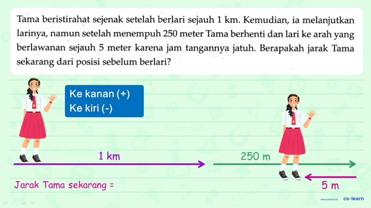 Tama beristirahat sejenak setelah berlari sejauh 1 ~km .