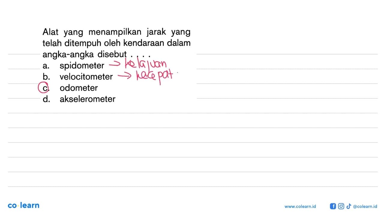 Alat yang menampilkan jarak yang telah ditempuh oleh