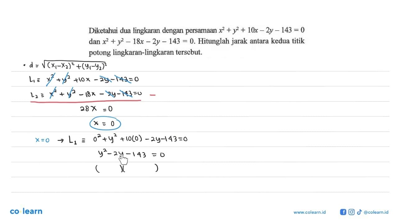 Diketahui dua lingkaran dengan persamaan