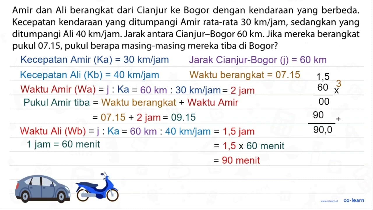 Amir dan Ali berangkat dari Cianjur ke Bogor dengan