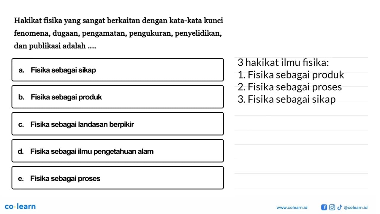 Hakikat fisika yang sangat berkaitan dengan kata-kata kunci