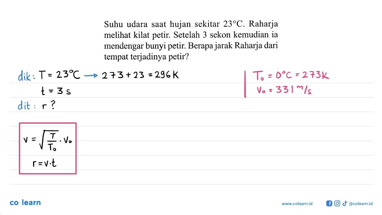 Suhu udara saat hujan sekitar 23 C. Raharja melihat kilat