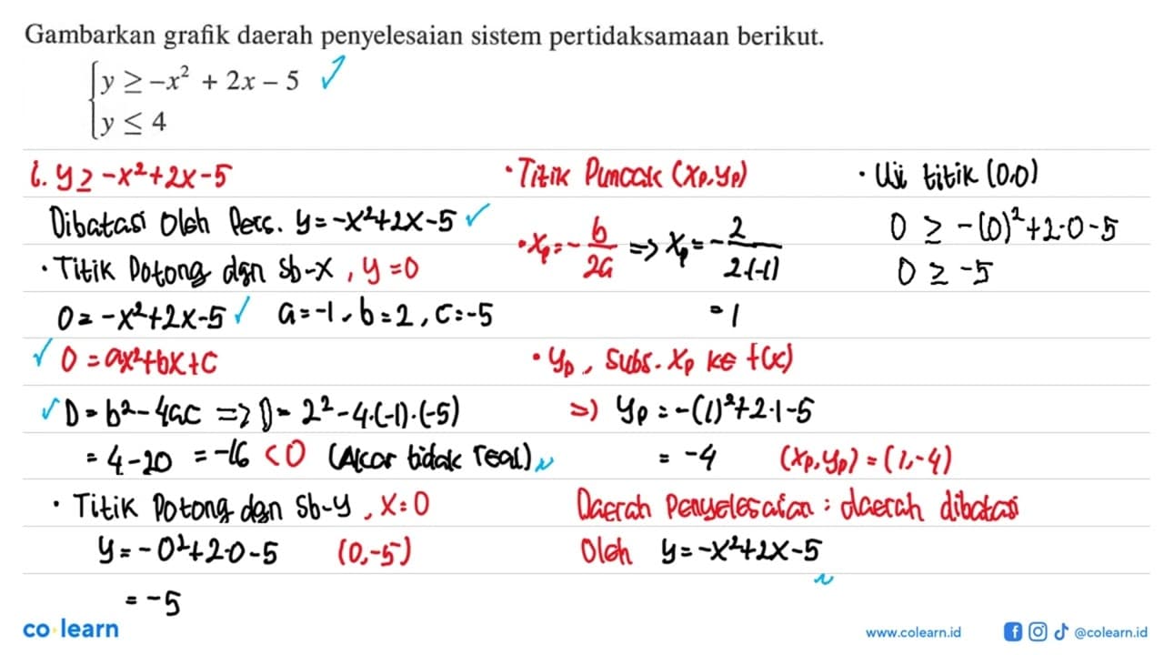 Gambarkan grafik daerah penyelesaian sistem pertidaksamaan