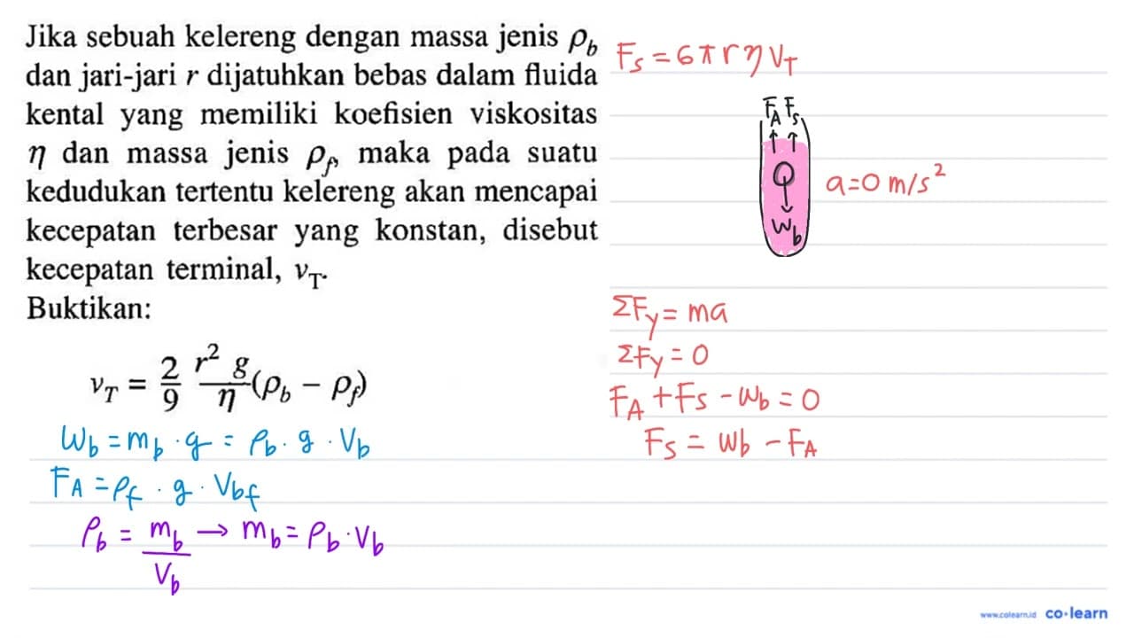 Jika sebuah kelereng dengan massa jenis rho b dan jari-jari