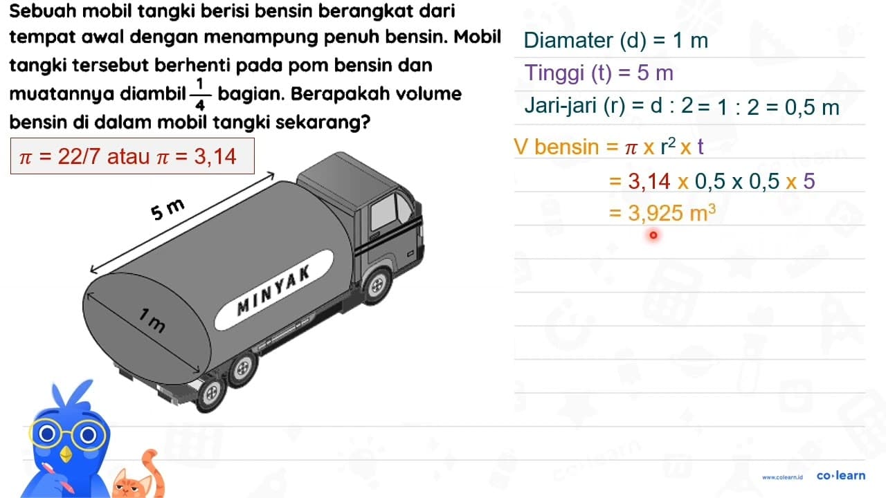 Sebuah mobil tangki berisi bensin berangkat dari tempat