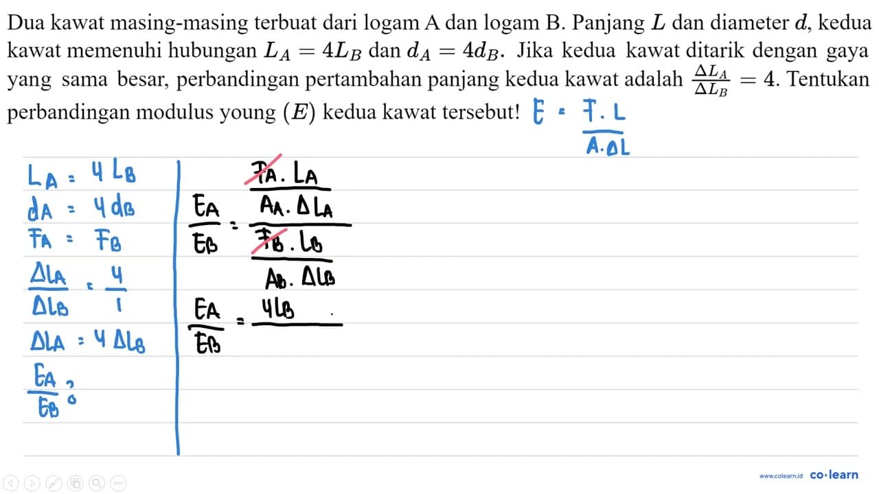 Dua kawat masing-masing terbuat dari logam A dan logam B.