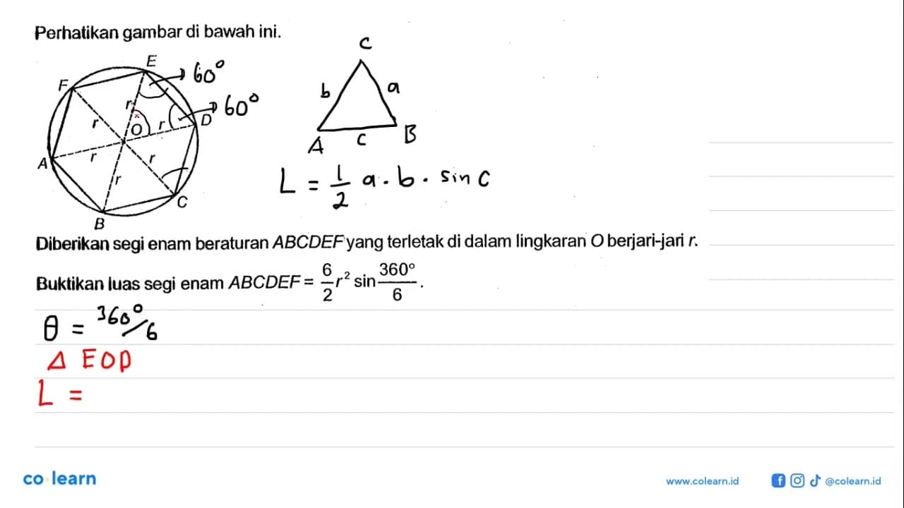 Perhatikan gambar di bawah ini.Diberikan segi enam