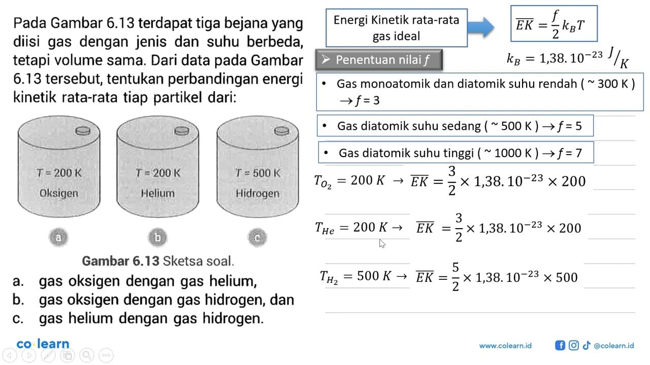 Pada Gambar 6.13 terdapat tiga bejana yang diisi gas dengan