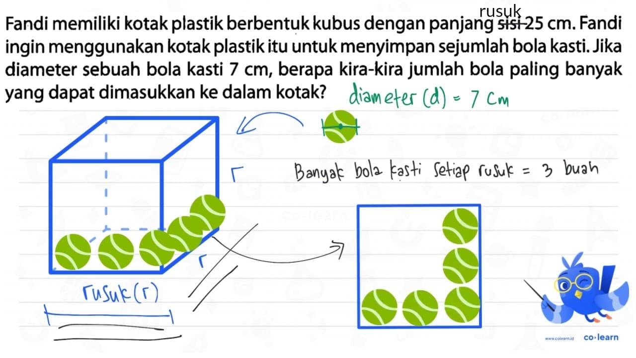 Fandi memiliki kotak plastik berbentuk kubus dengan panjang