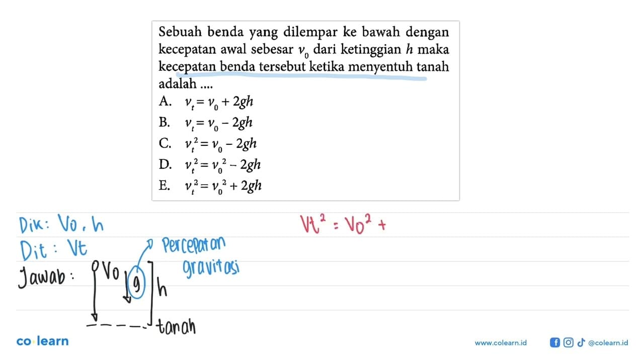 Sebuah benda yang dilempar ke bawah dengan kecepatan awal