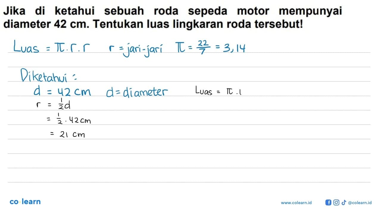 Jika di ketahui sebuah roda sepeda motor mempunyai diameter