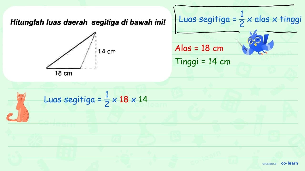 Hitunglah luas daerah segitiga di bawah ini!