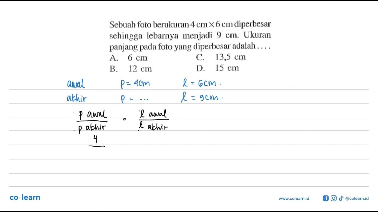 Sebuah foto berukuran 4 cmx6 cm diperbesar sehingga