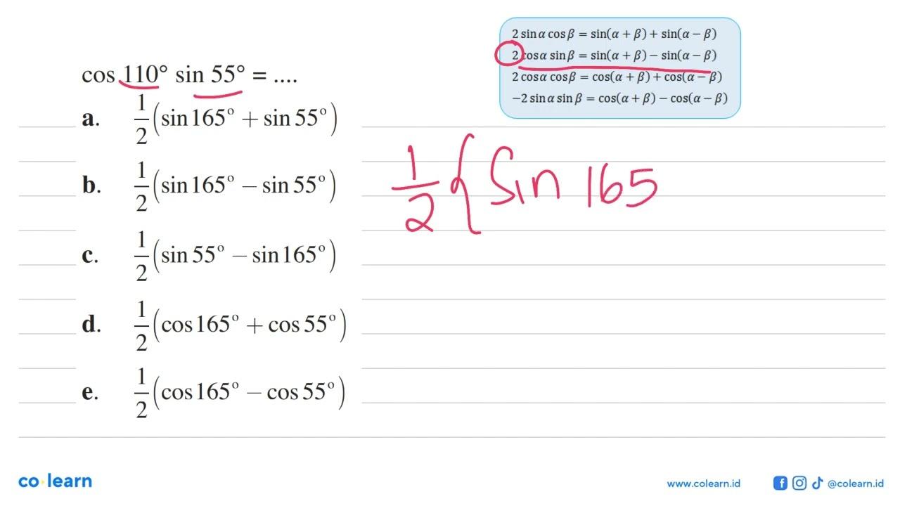 cos110 sin55=...