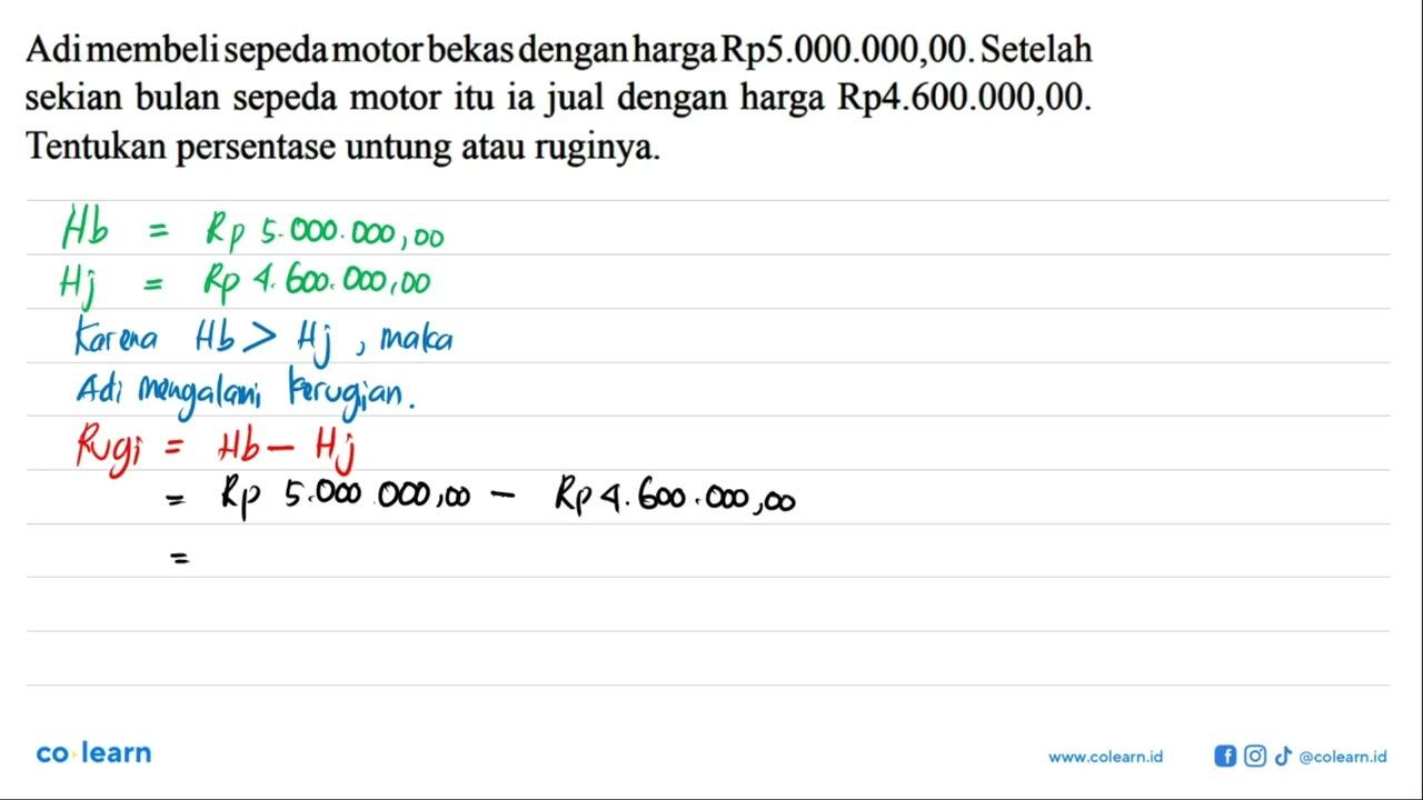 Adimembelisepedamotorbekas dengan harga Rp5.000.000,00.