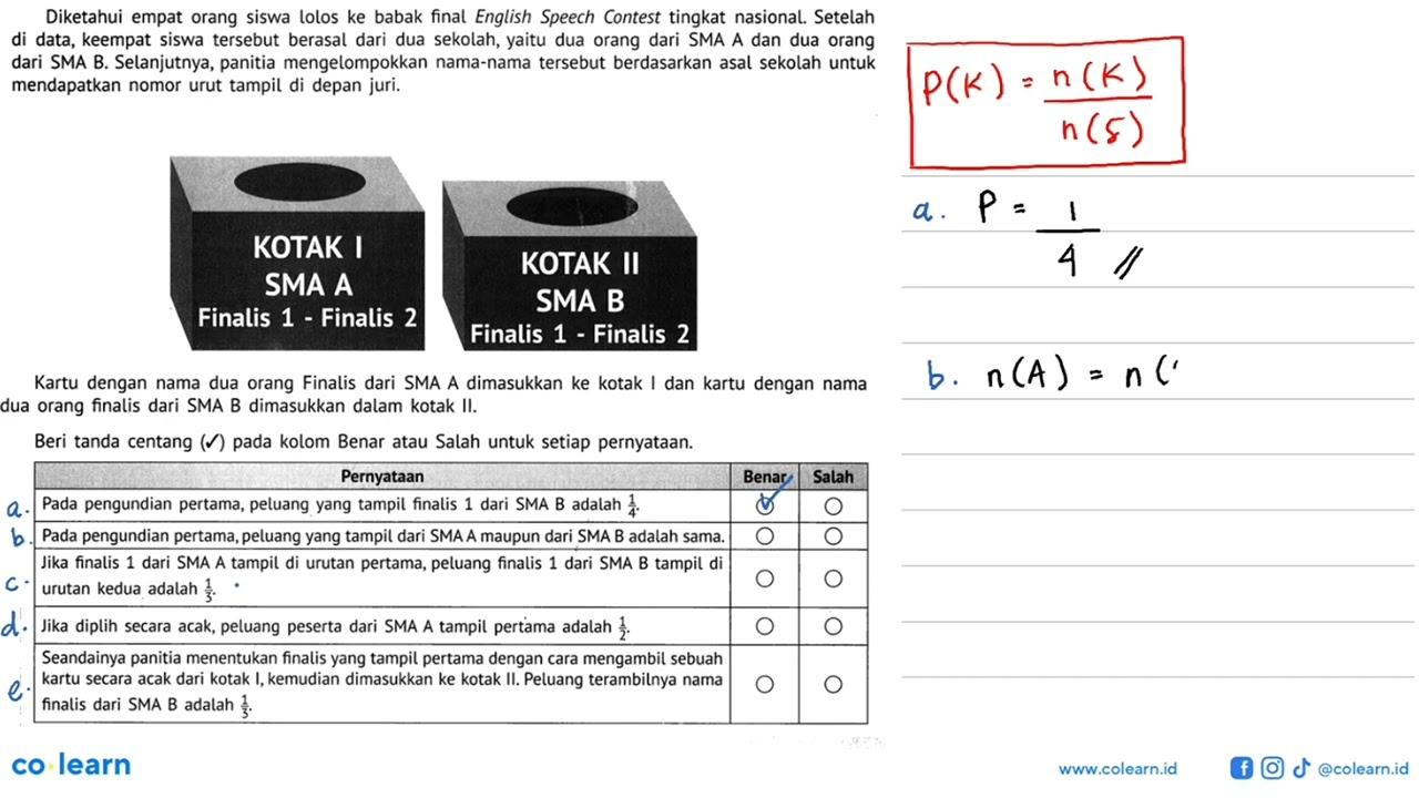 Diketahui empat orang siswa lolos ke babak final English