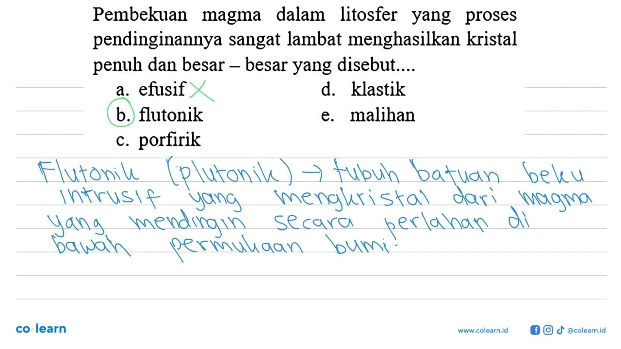 Pembekuan magma dalam litosfer yang proses pendinginannya