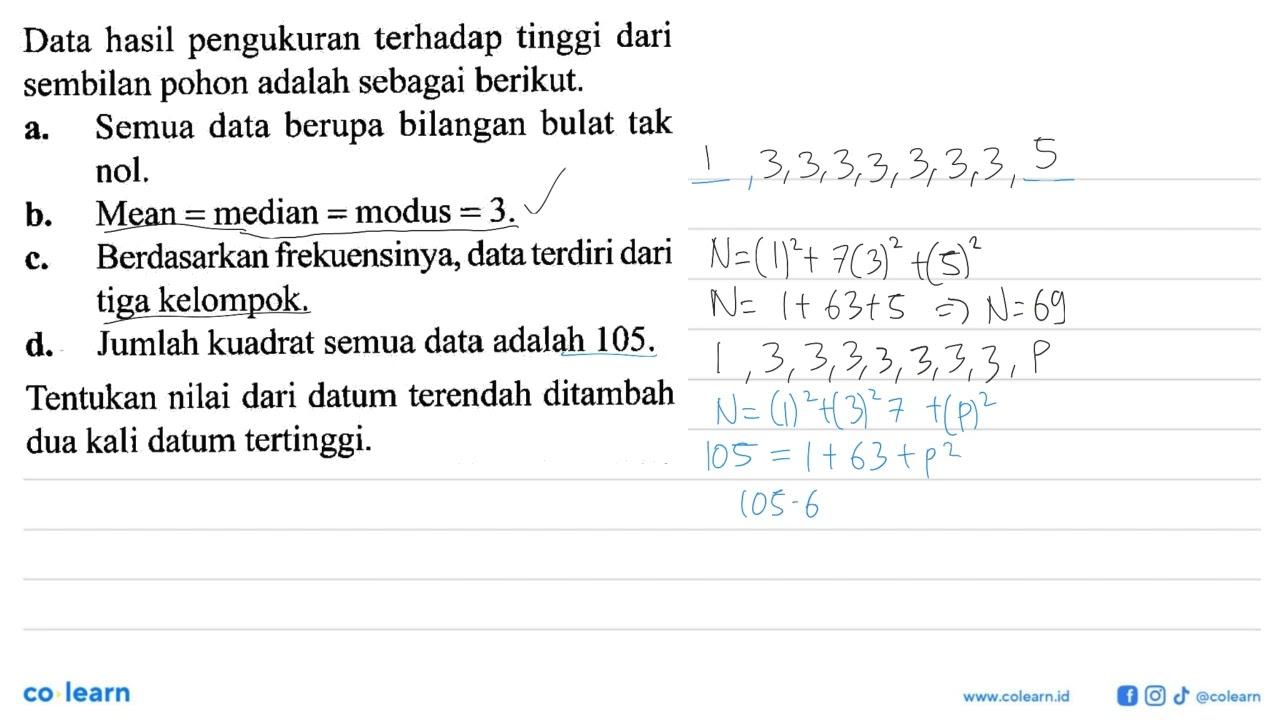 Data hasil pengukuran terhadap tinggi dari sembilan pohon