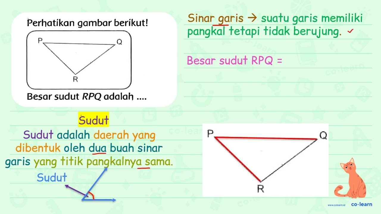 Perhatikan gambar berikut! Besar sudut R P Q adalah ....