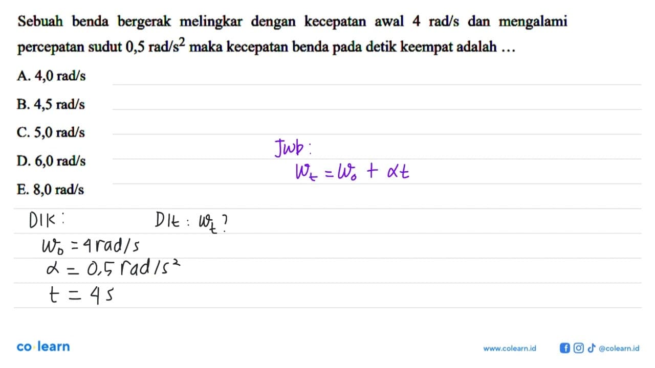 Sebuah benda bergerak melingkar dengan kecepatan awal 4