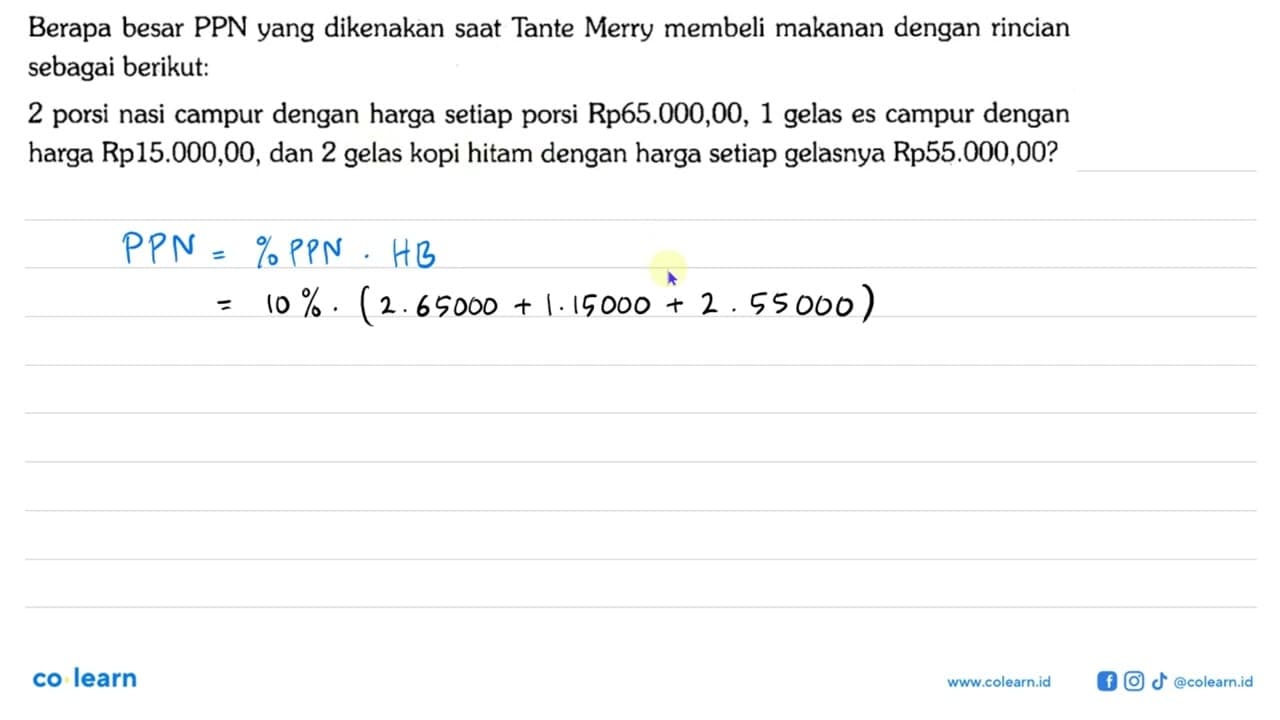 Berapa besar PPN yang dikenakan saat Tante Merry membeli