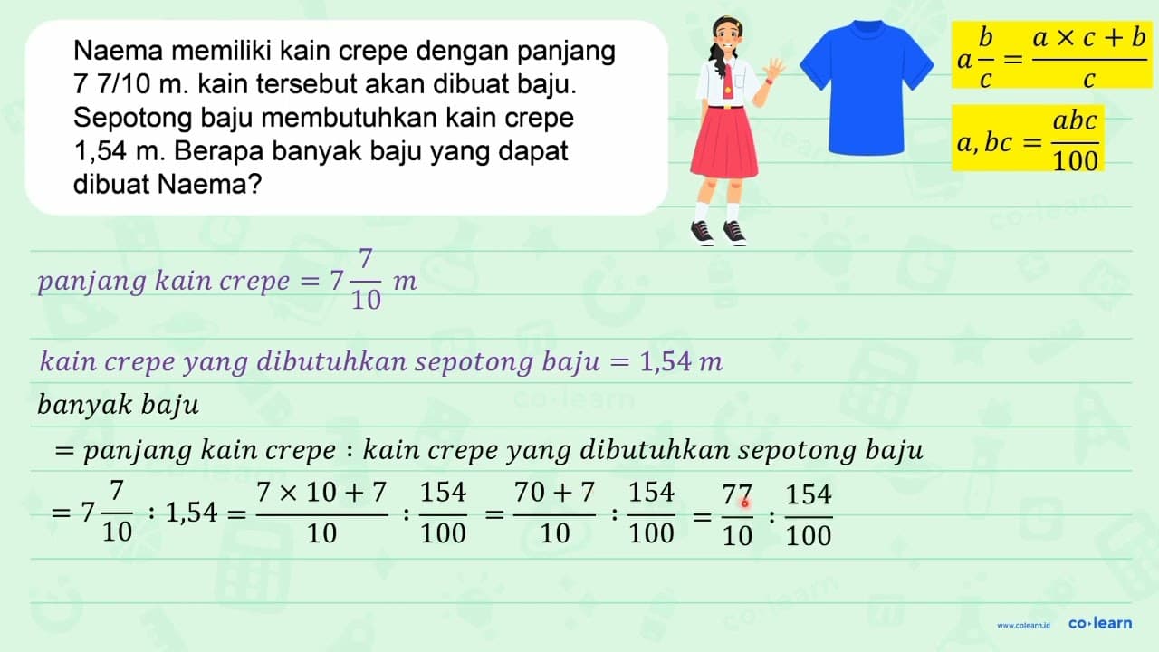 Naema memiliki kain crepe dengan panjang 7 7/10 m. kain