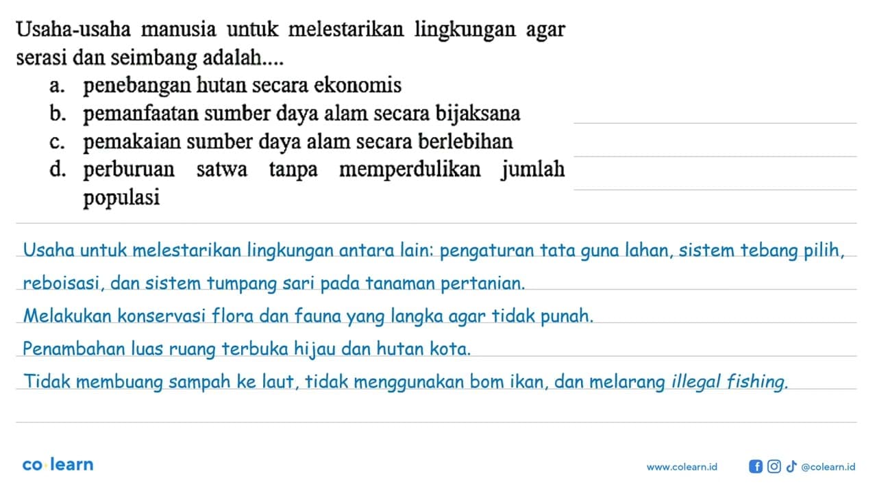 Usaha-usaha manusia untuk melestarikan lingkungan agar