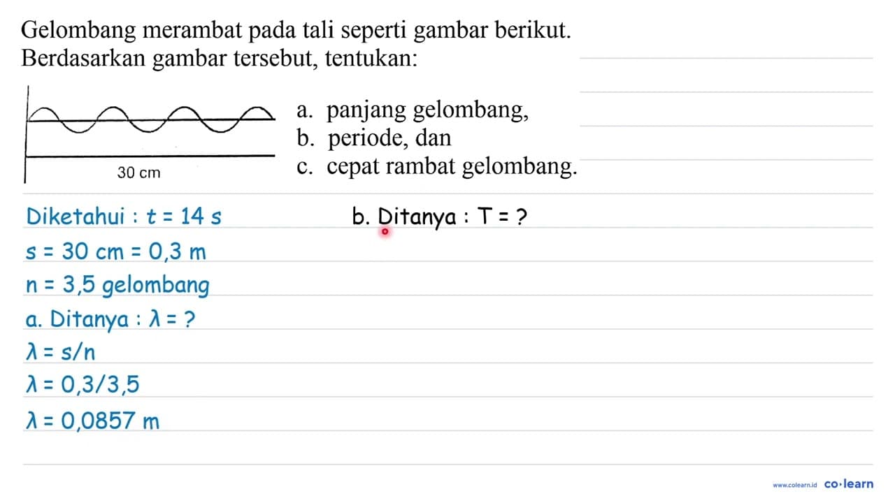 Gelombang merambat pada tali seperti gambar berikut.