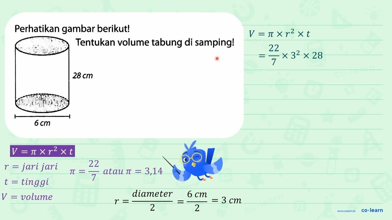 Perhatikan gambar berikut! - Tentukan volume tabung di