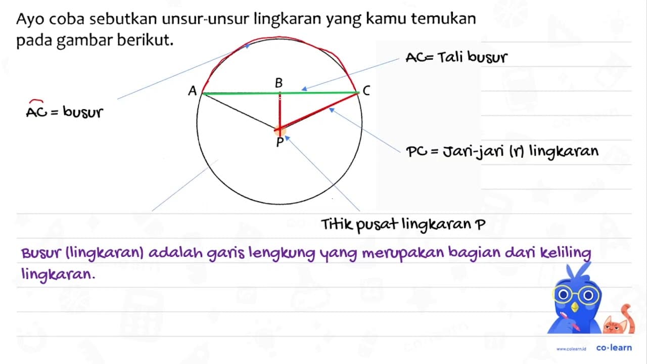 Ayo coba sebutkan unsur-unsur lingkaran yang kamu temukan