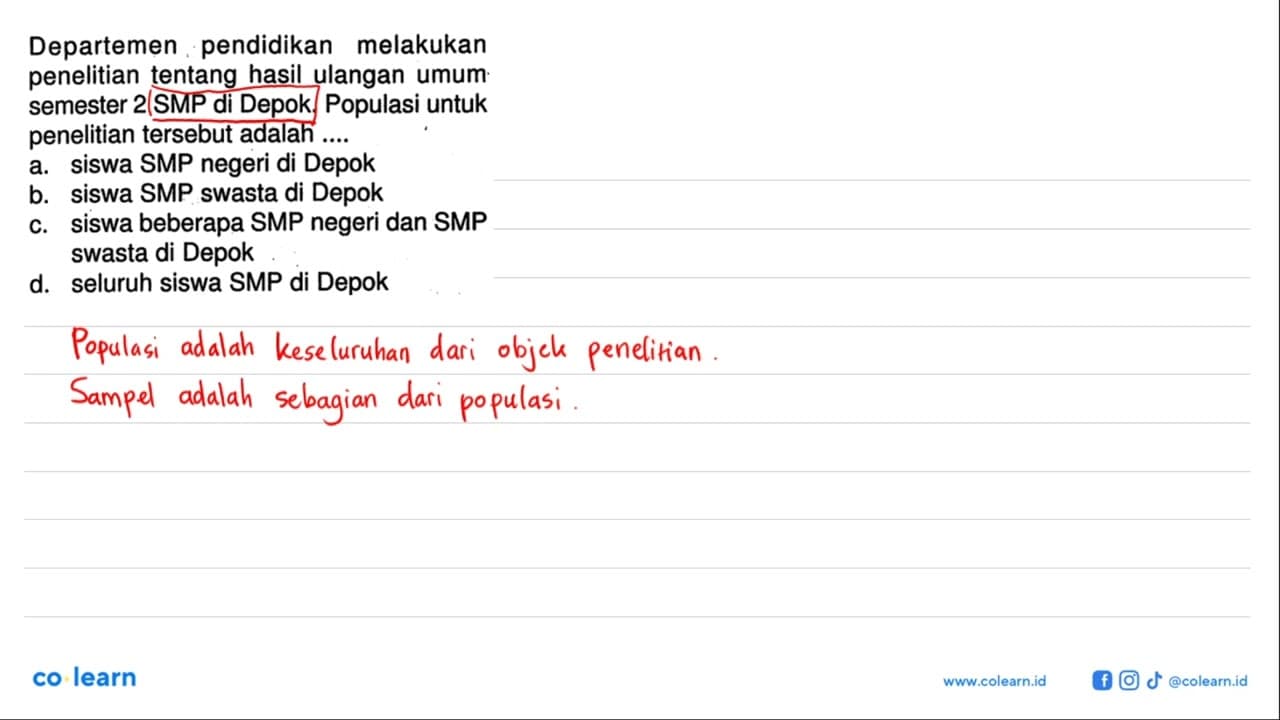 Departemen pendidikan melakukan penelitian tentang hasil