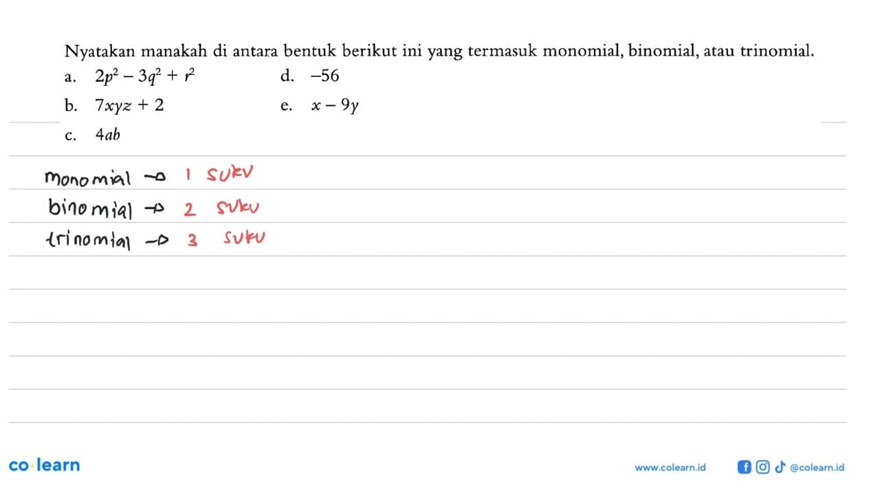 Nyatakan manakah di antara bentuk berikut ini yang termasuk