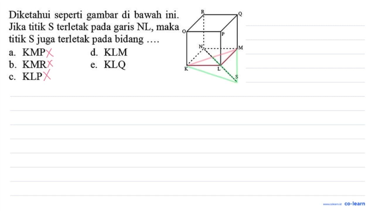 Diketahui seperti gambar di bawah ini. Jika titik S