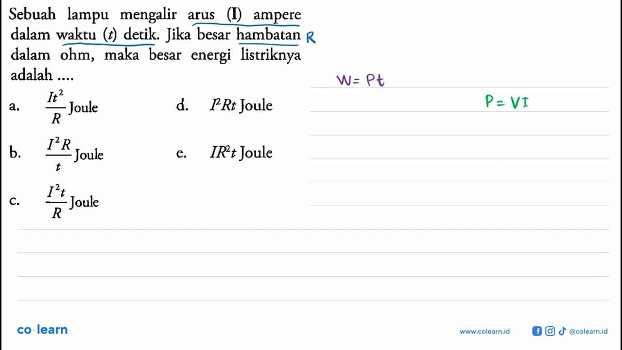 Sebuah lampu mengalir arus (I) ampere dalam waktu (t)