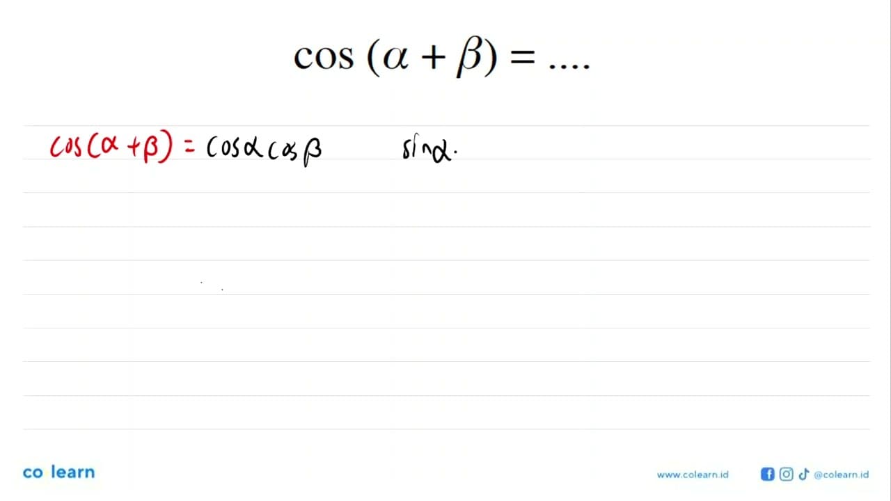 cos(a+b)=....