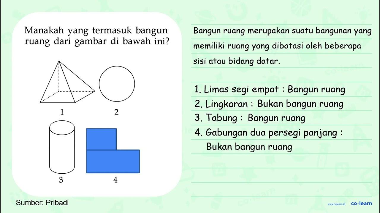 Manakah yang termasuk bangun ruang dari gambar di bawah