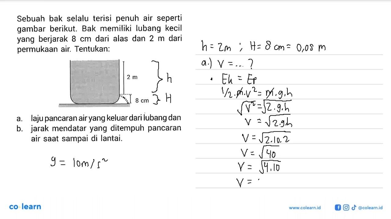 Sebuah bak selalu terisi penuh air seperti gambar berikut.