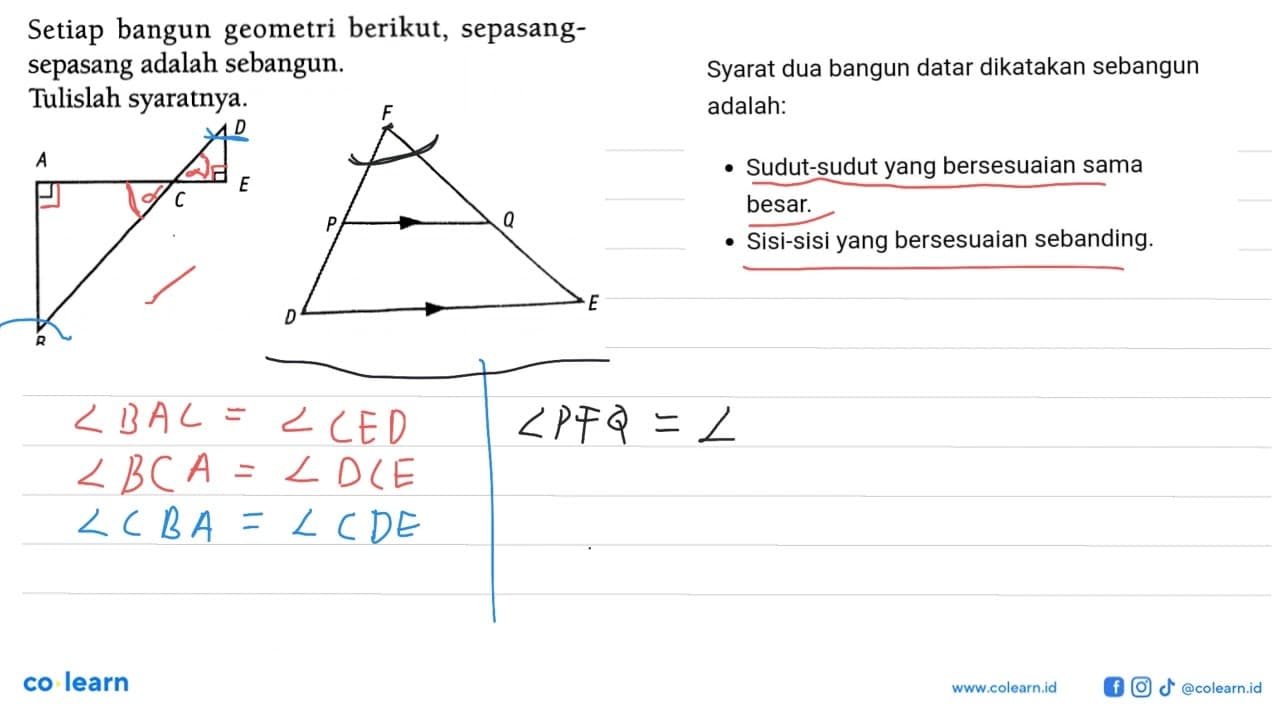 Setiap bangun geometri berikut, sepasangsepasang adalah